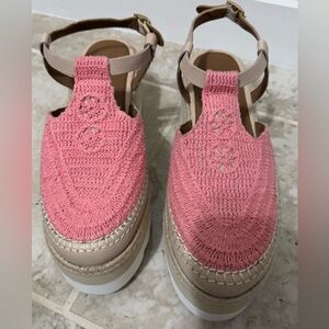Free People Morning In Mykonos Crochet Platform Espadrille In Watermelon (9).